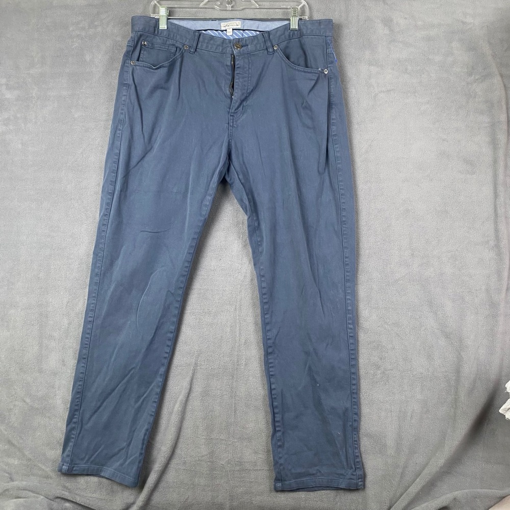 Peter Millar Mens 36 Blue Gray Twill Five Pocket Straight Leg Pants Casual Chino